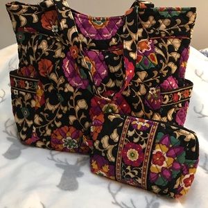 Vera Bradley Tote and medium cosmetic bag.